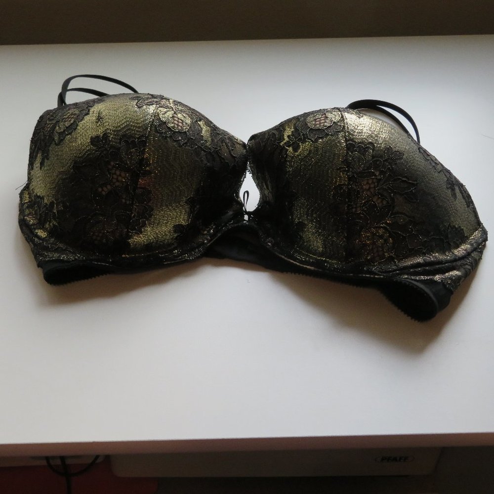 Black Gold Lace Victoria's Secret Push Up Bra
